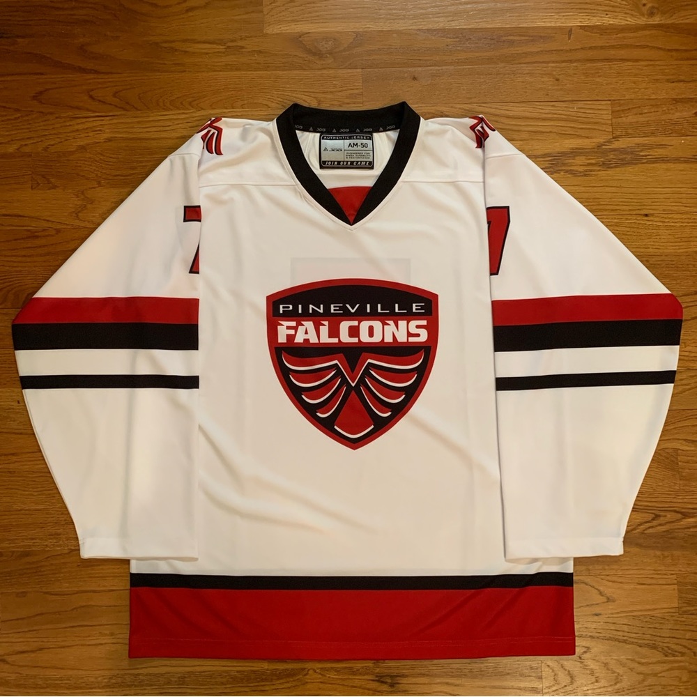Pineville Falcons Mens Hockey Jersey #7 Spell Out Script Logo Jog Size AM-50